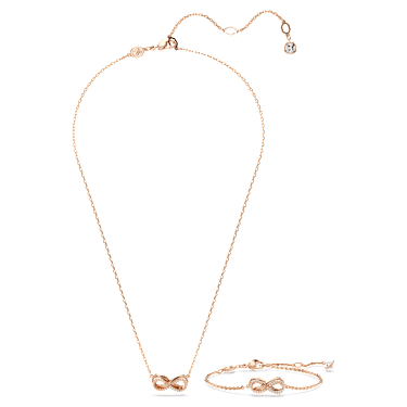 Hyperbola set, Infinity, White, Rose gold-tone plated | Swarovski