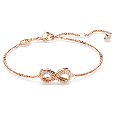 Conjunto Hyperbola, Símbolo del infinito, Blanco, Acabado en oro rosa de 18 quilates - Swarovski, 5682483