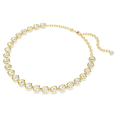 Imber Tennis 項鏈, 圓形切割, 白色, 鍍金色色調 - Swarovski, 5682585