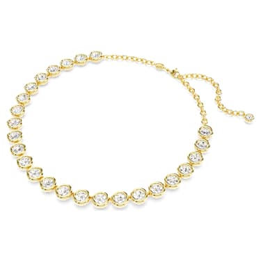 Imber Tennis 项链, 圆形切割, 白色, 镀金色调 - Swarovski, 5682585