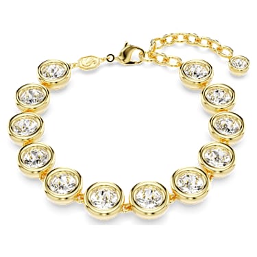 Imber Tennis 브레이슬릿, 라운드 컷, 화이트, 골드 톤 플래팅 - Swarovski, 5682586