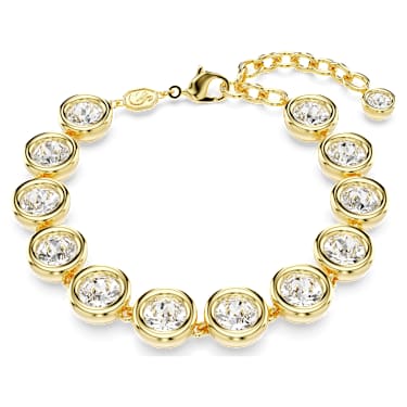 Imber Tennis bracelet, Round cut, White, Gold-tone plated - Swarovski, 5682586