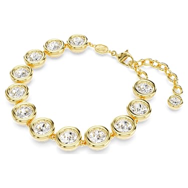 Imber Tennis 브레이슬릿, 라운드 컷, 화이트, 골드 톤 플래팅 - Swarovski, 5682586