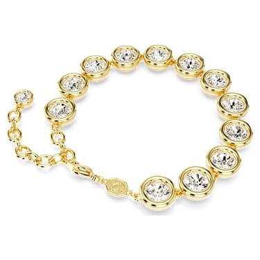 Imber Tennis 브레이슬릿, 라운드 컷, 화이트, 골드 톤 플래팅 - Swarovski, 5682586