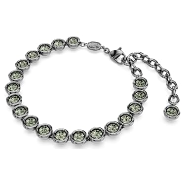 Imber Tennis 手鏈, 圓形切割, 黑色, 鍍黑鉻色 - Swarovski, 5682592
