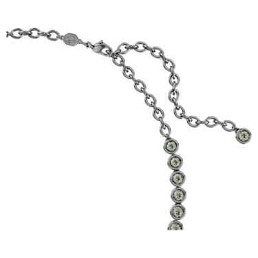 Imber Tennis necklace, Round cut, Gray, Ruthenium plated | Swarovski