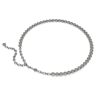 Imber Tennis necklace, Round cut, Gray, Ruthenium plated | Swarovski