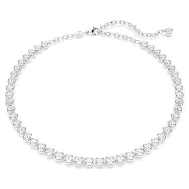 Collier Imber Tennis, Taille ronde, Blanc, Métal rhodié - Swarovski, 5682595