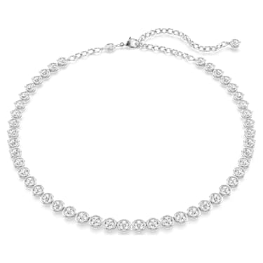 Imber Tennis 네크리스, 라운드 컷, 화이트, 로듐 플래팅 - Swarovski, 5682595