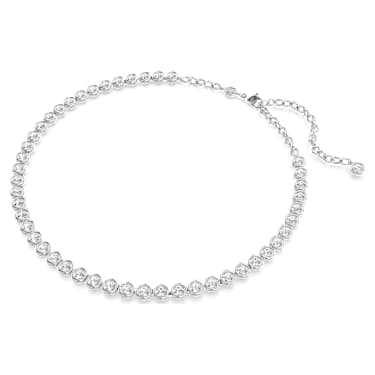 Collier Imber Tennis, Taille ronde, Blanc, Métal rhodié - Swarovski, 5682595
