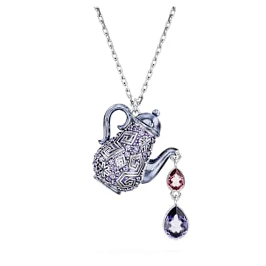 Pendente Alice in Wonderland, Teiera, Viola, Placcato rodio - Swarovski, 5682807