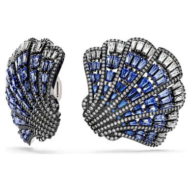 Idyllia clip earrings, Shell, Blue, Mixed metal finish - Swarovski, 5683033
