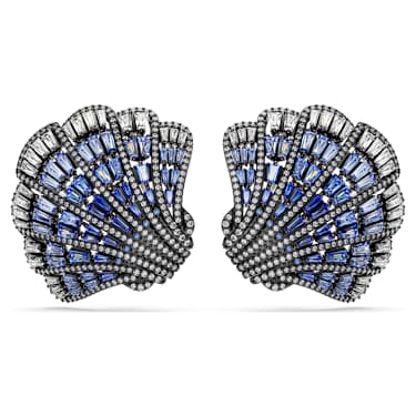 Idyllia clip earrings, Shell, Blue, Mixed metal finish - Swarovski, 5683033