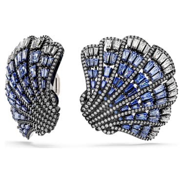 Boucles d'oreilles clip Idyllia, Coquillage, Bleues, Finition mix de métal - Swarovski, 5683033