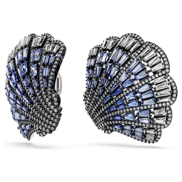 Boucles d'oreilles clip Idyllia, Coquillage, Bleues, Finition mix de métal - Swarovski, 5683033