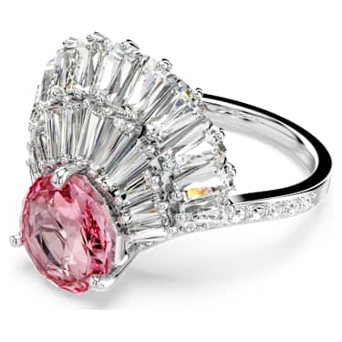 Idyllia cocktail ring, Mixed cuts, Shell, Pink, Rhodium plated - Swarovski, 5683034