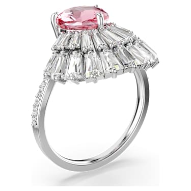 Idyllia cocktail ring, Mixed cuts, Shell, Pink, Rhodium plated - Swarovski, 5683034