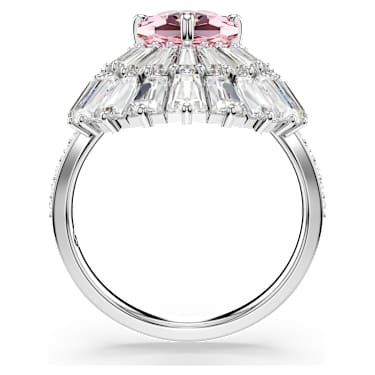 Idyllia cocktail ring, Mixed cuts, Shell, Pink, Rhodium plated - Swarovski, 5683034