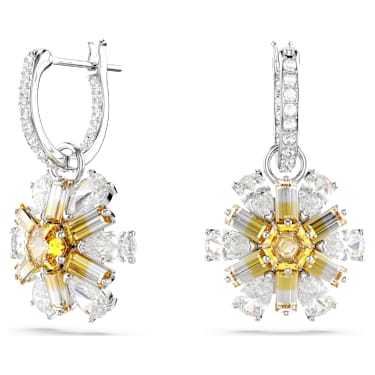 Idyllia 드롭 이어링, 꽃, 옐로우, 로듐 플래팅 - Swarovski, 5683243