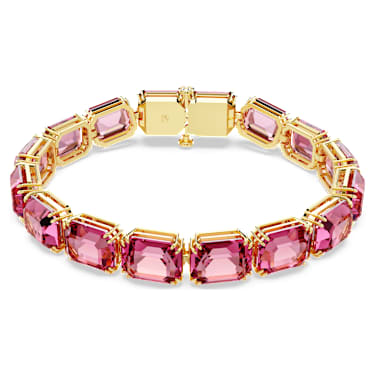 Millenia Tennis 手链, 八角形切割, 粉红色, 镀金色调 - Swarovski, 5683428