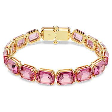 Millenia Tennis 브레이슬릿, 옥타곤 컷, 핑크, 골드 톤 플래팅 - Swarovski, 5683428