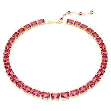 Millenia Tennis 项链, 八角形切割, 粉红色, 镀金色调 - Swarovski, 5683429