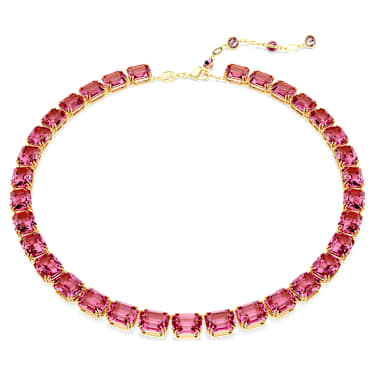 Millenia Tennis necklace, Octagon cut, Pink, Gold-tone plated - Swarovski, 5683429