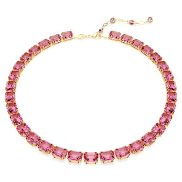 Millenia Tennis necklace, Octagon cut, Pink, Gold-tone plated - Swarovski, 5683429
