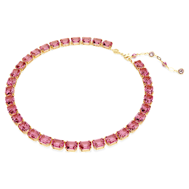Millenia Tennis necklace, Octagon cut, Pink, Gold-tone plated - Swarovski, 5683429