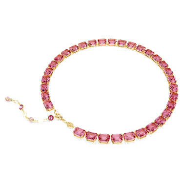 Náhrdelník Millenia, Osmihranný výbrus, Růžová, Pokoveno ve zlatém odstínu - Swarovski, 5683429