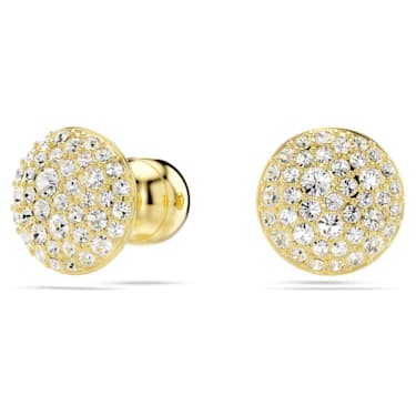 Meteora stud earrings, White, Gold-tone plated | Swarovski
