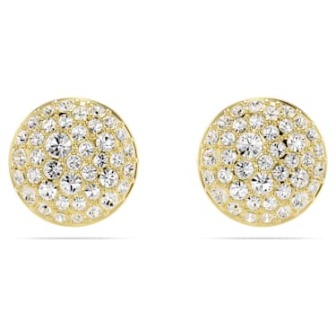 Meteora stud earrings, White, Gold-tone plated - Swarovski, 5683444