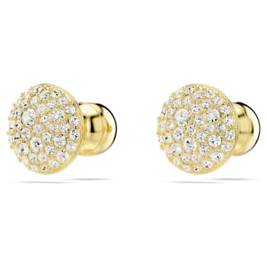 Meteora stud earrings, White, Gold-tone plated - Swarovski, 5683444