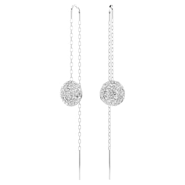 Sublima drop earrings, White, Rhodium plated - Swarovski, 5683448