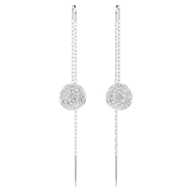 Meteora drop earrings, White, Rhodium plated | Swarovski