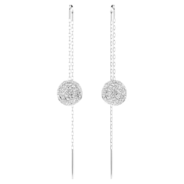 Meteora drop earrings, White, Rhodium plated | Swarovski