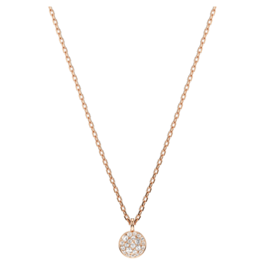 CHUNKY COIN PENDANT PEARL STUDDED CHAIN LINK ROSE