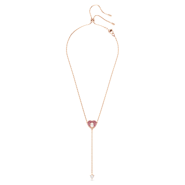 Hyperbola Y 型链坠, 心形, 粉红色, 镀玫瑰金色调 - Swarovski, 5683575