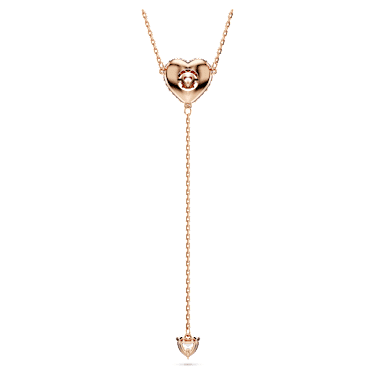 Hyperbola Y 型链坠, 心形, 粉红色, 镀玫瑰金色调 - Swarovski, 5683575