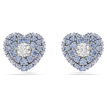Idyllia 스터드 이어링, 하트, 블루, 로듐 플래팅 - Swarovski, 5683576