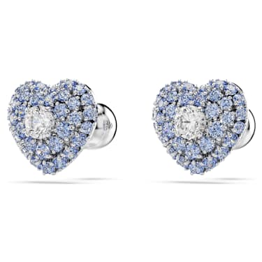 Idyllia 스터드 이어링, 하트, 블루, 로듐 플래팅 - Swarovski, 5683576