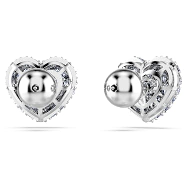 Idyllia 스터드 이어링, 하트, 블루, 로듐 플래팅 - Swarovski, 5683576