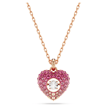 Idyllia pendant, Heart, Pink, Rose gold-tone plated - Swarovski, 5683580