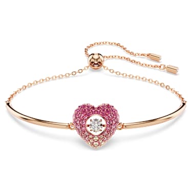 Idyllia bangle, Heart, Pink, 18K rose gold finish - Swarovski, 5683581