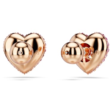Idyllia stud earrings, Heart, Pink, 18K rose gold finish - Swarovski, 5683583