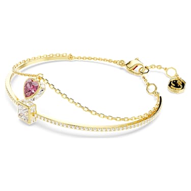 Bracciale rigido Chroma, Cuore, Rosso, Placcato color oro - Swarovski, 5683835