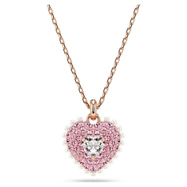 Hyperbola 鏈墜, 水晶珍珠, 心形, 粉紅色, 鍍玫瑰金色調 - Swarovski, 5683936