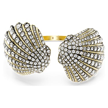 Bracciale rigido Idyllia, Conchiglia, Bianco, Placcato color oro - Swarovski, 5683943