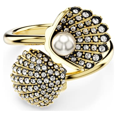 Idyllia open ring, Crystal pearl, Shell, White, Gold-tone plated - Swarovski, 5683951