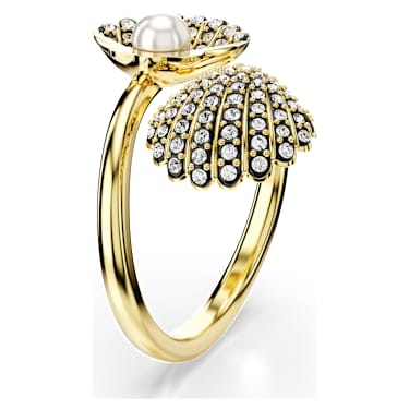Idyllia open ring, Crystal pearl, Shell, White, Gold-tone plated - Swarovski, 5683954